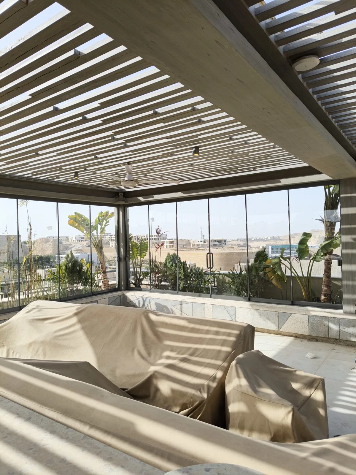 Frameless glass terrace enclosure