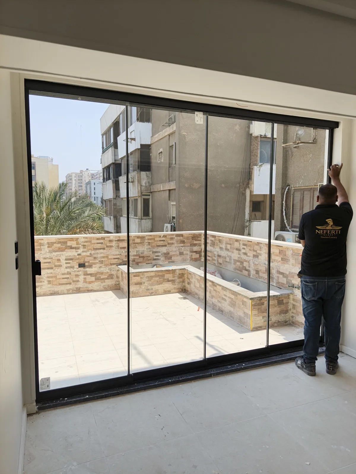 Neferti Glass installation team